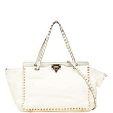 ヴァレンティノ ロックスタッズ ハンドバッグ ショルダーバッグ 2WAY ホワイト レザー レディース VALENTINO 【中古】